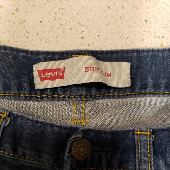 Levis 511 Jeans Boys 16 28x28 Blue Denim Straight Leg Regular Fit Zip Fly Pants - Picture 10 of 13